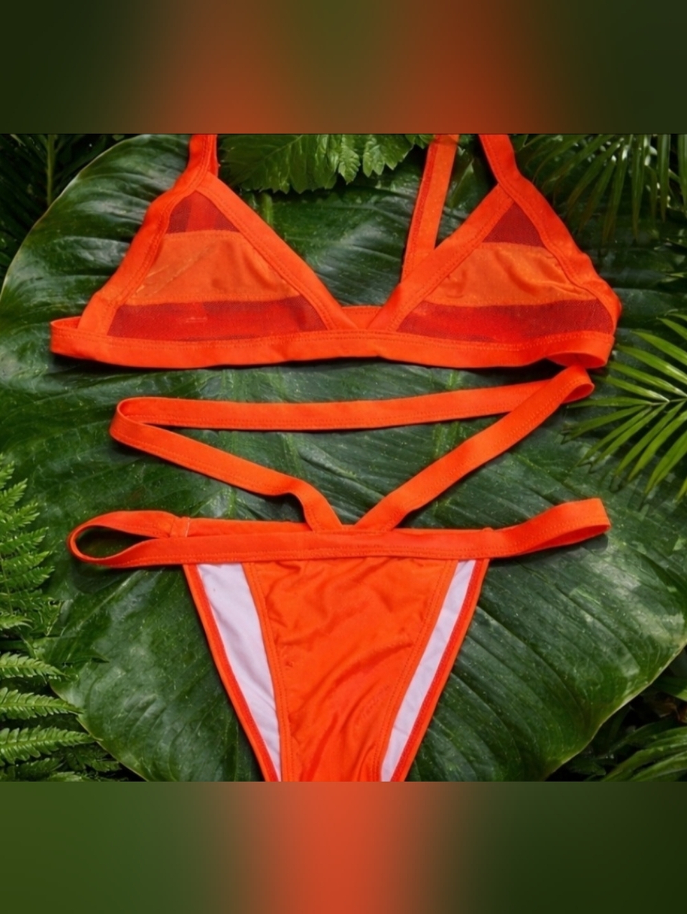 High Waist Bikini in Orange Size Large Swimsuit
